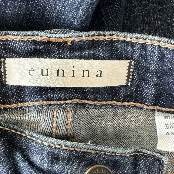 Eunina JRS SZ 1 Jude Skinny Ankle Jeans Mid-Rise Distressed Stretch Frayed Blue - Picture 9 of 11